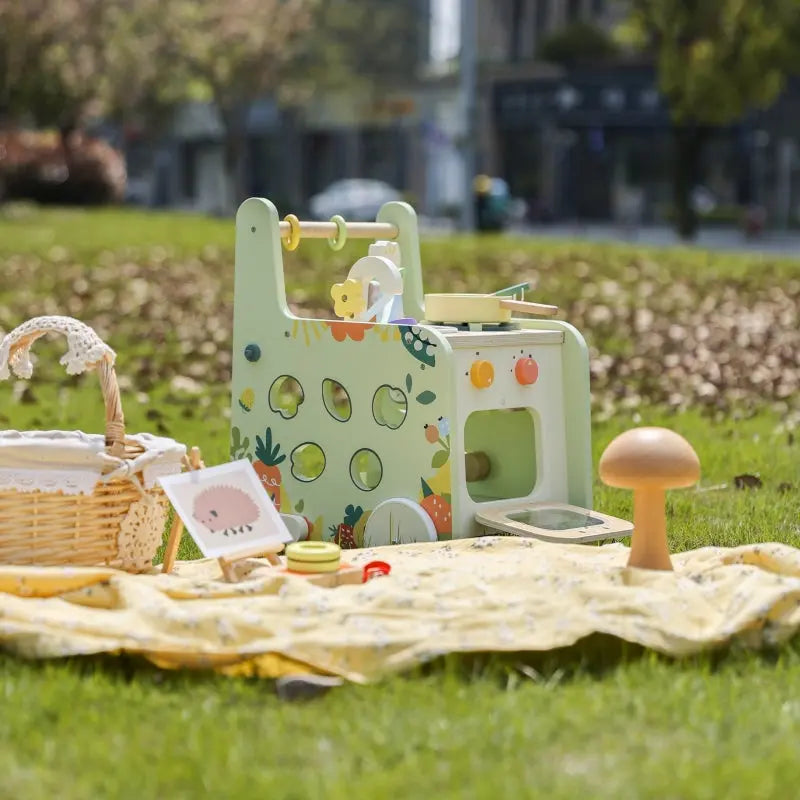 CLASSIC WORLD Drewniana Kuchnia 2w1 Pchacz Odkręcane Koła