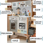 WOOPIE GREEN Drewniana Interaktywna Kuchnia 9w1 z Pralką i Tablicą