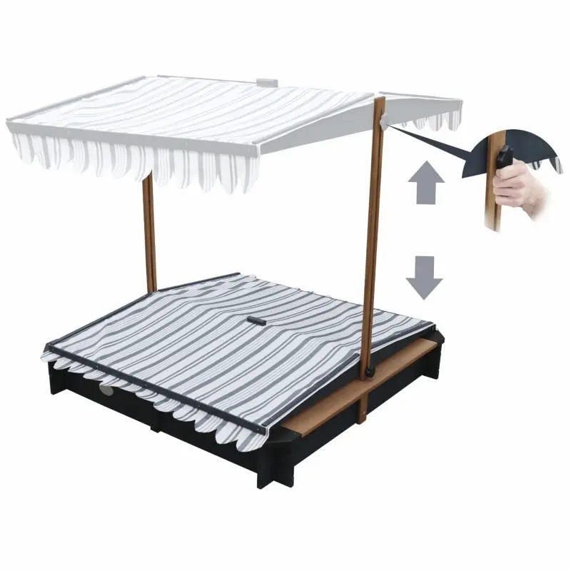 AXI Drewniana Piaskownica z Daszkiem Zamykana z Ławkami