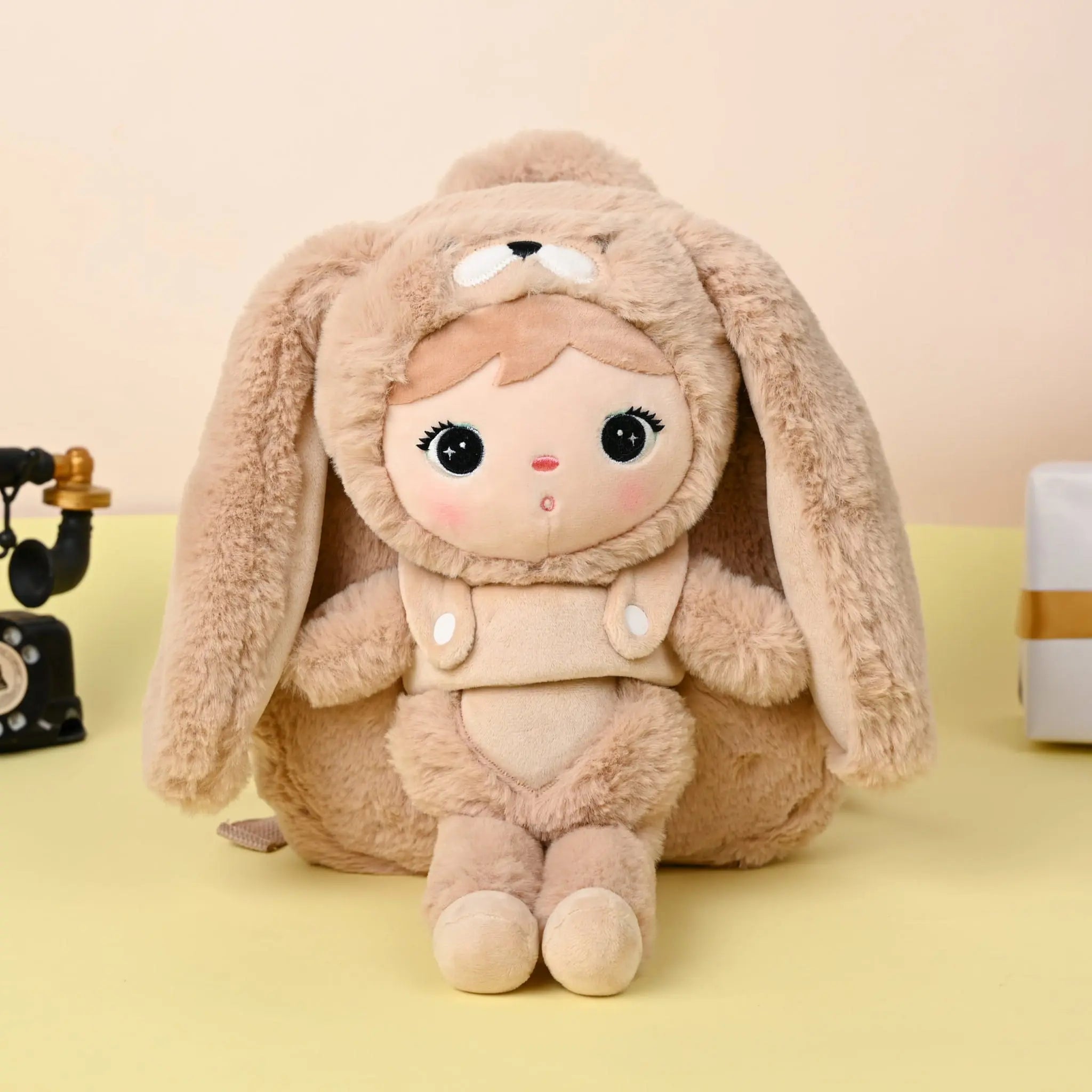 Plecak Metoo z wyjmowanym pluszakiem - Beżowy królik Metoo