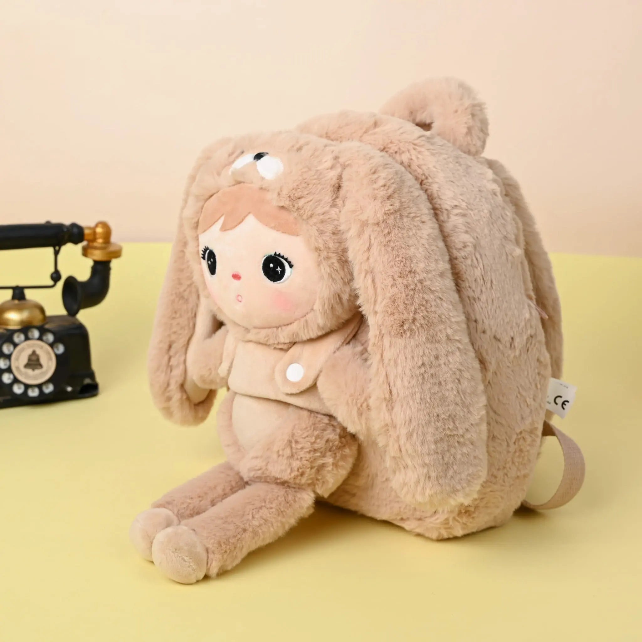 Plecak Metoo z wyjmowanym pluszakiem - Beżowy królik Metoo