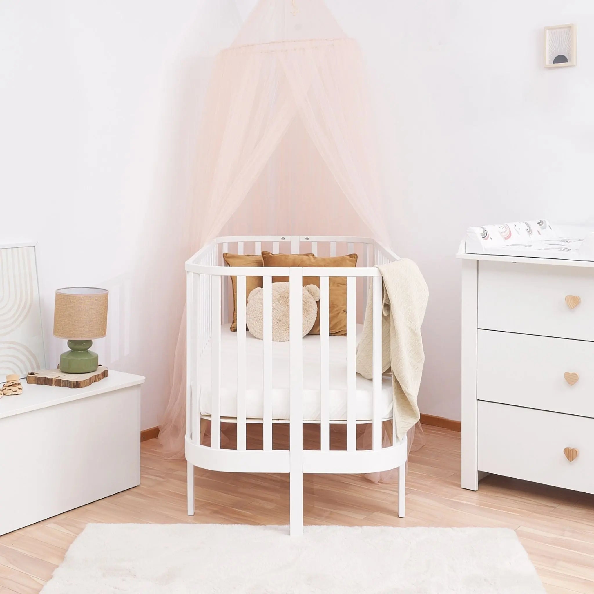 GRAND białe / drewniane / czarne zaokrąglone 3w1 niemowlę/junior z opcją sofy - Zabawki z Lasu 