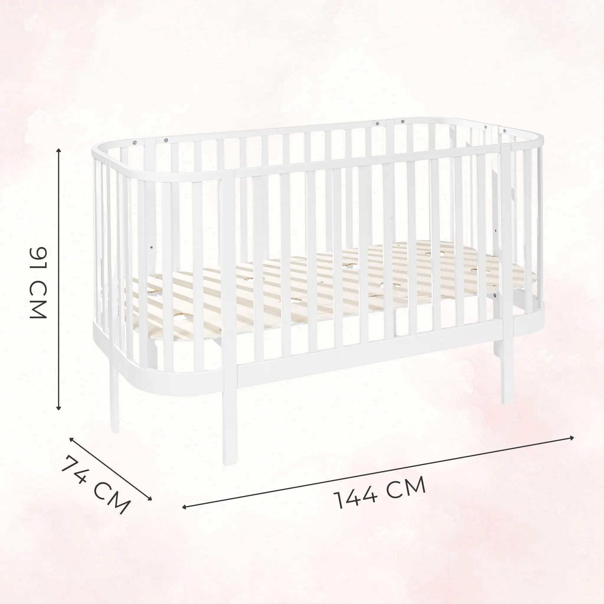 GRAND białe / drewniane / czarne zaokrąglone 3w1 niemowlę/junior z opcją sofy - Zabawki z Lasu 