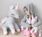 Pluszowy Jednorożec rozmiar L – Szaro/Różowy Melootka