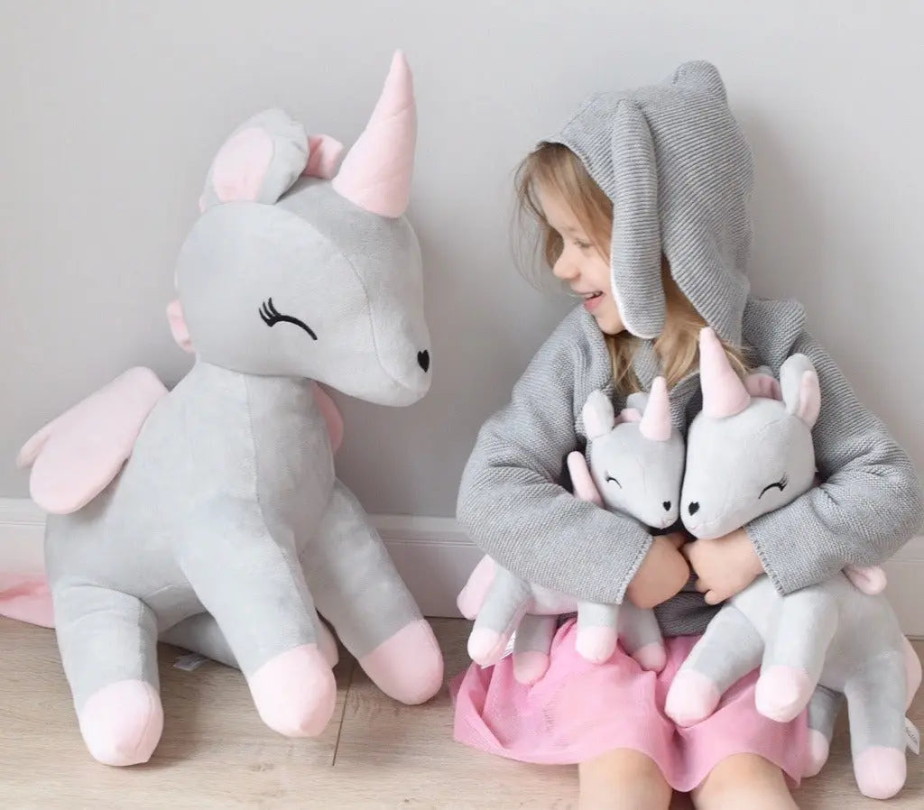 Pluszowy Jednorożec rozmiar L – Szaro/Różowy Melootka