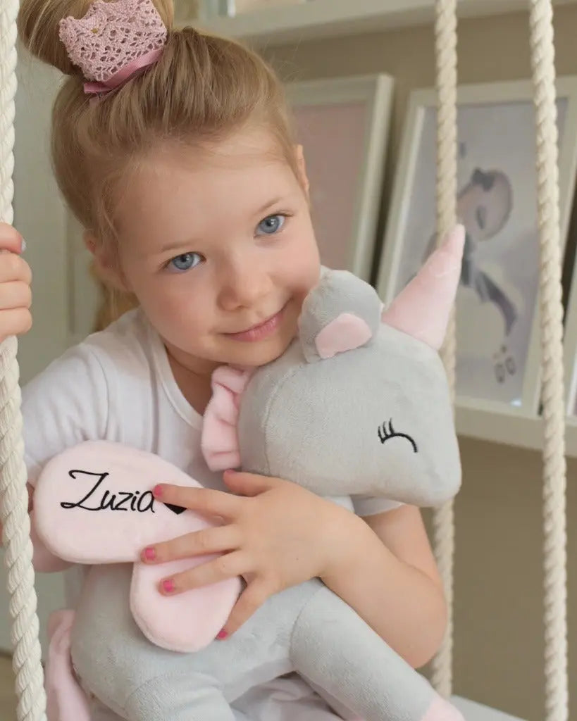 Pluszowy Jednorożec rozmiar L – Szaro/Różowy Melootka