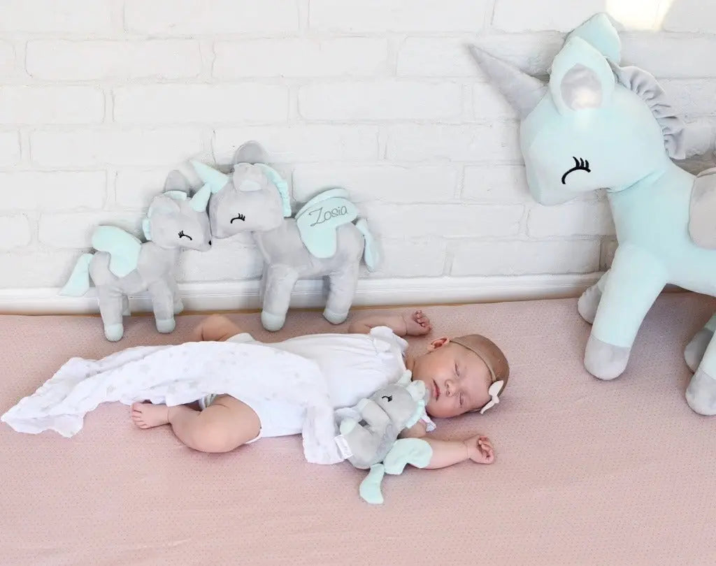 Pluszowy Jednorożec rozmiar M- Szaro/miętowy Melootka