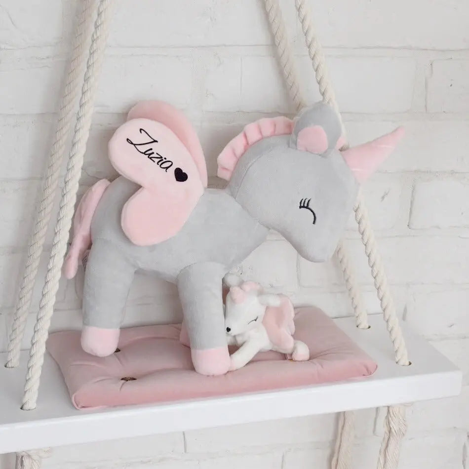 Pluszowy Jednorożec rozmiar L – Szaro/Różowy Melootka