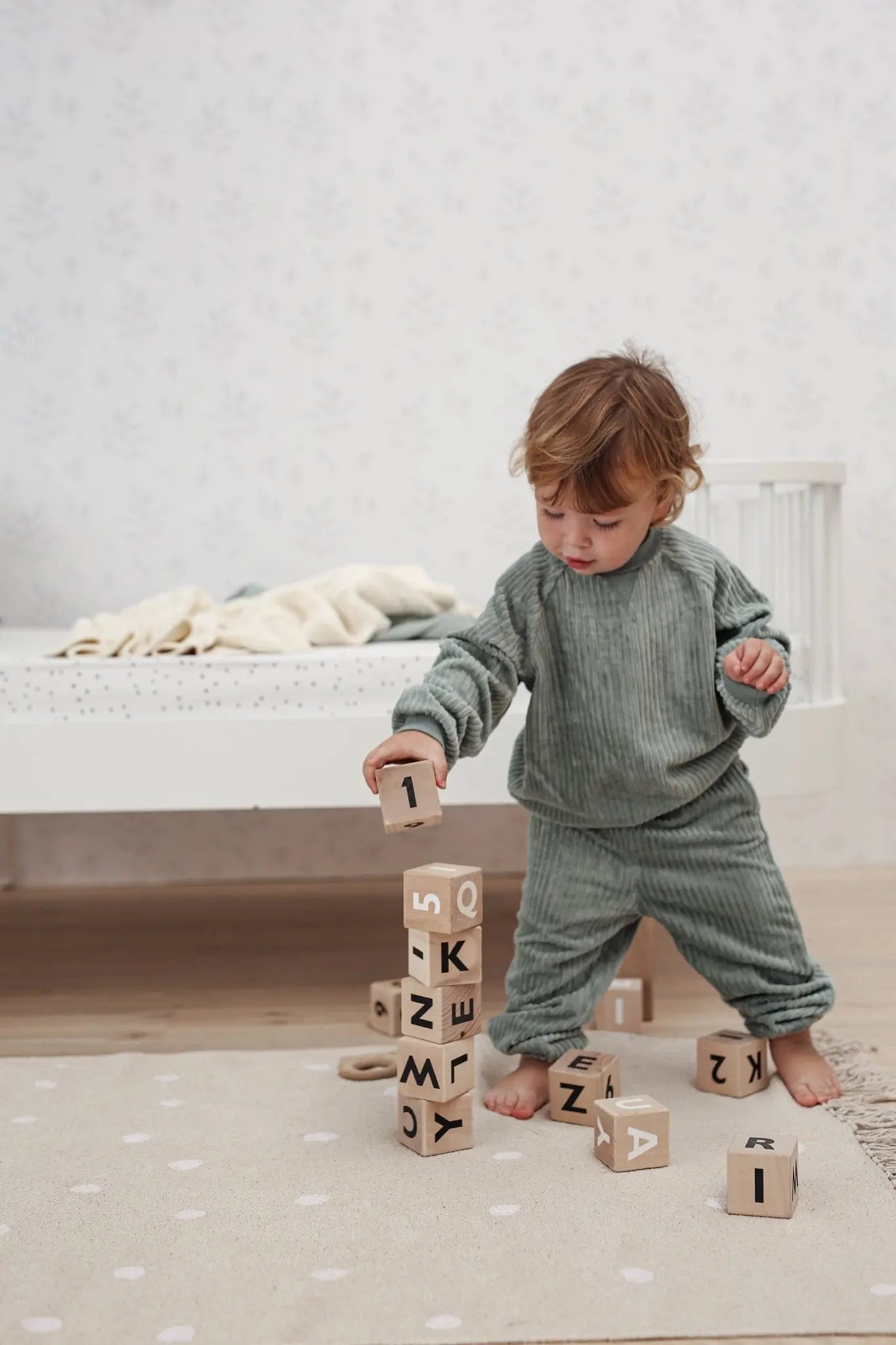 Klocki drewniane literki i cyferki dla dzieci zestaw klocków nauka ooh noo - Zabawki z Lasu 