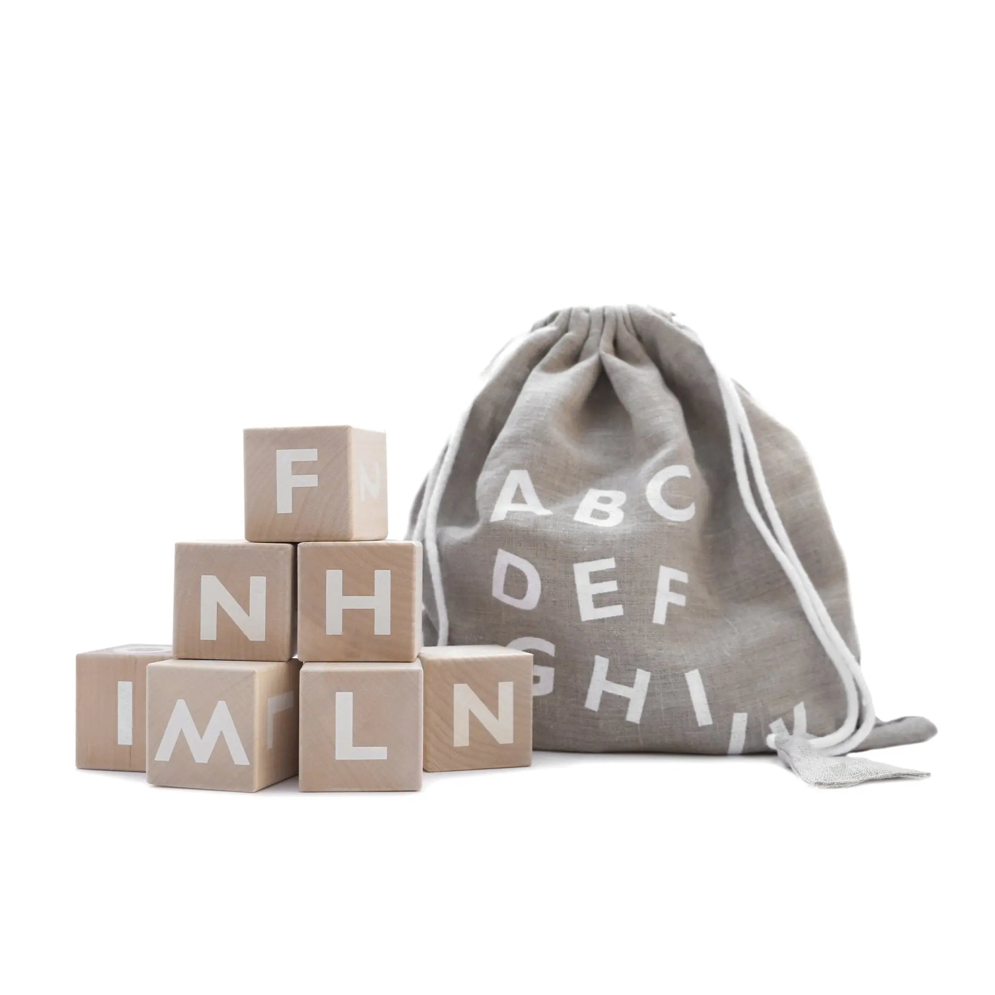 Klocki drewniane literki i cyferki dla dzieci zestaw klocków nauka ooh noo - Zabawki z Lasu 