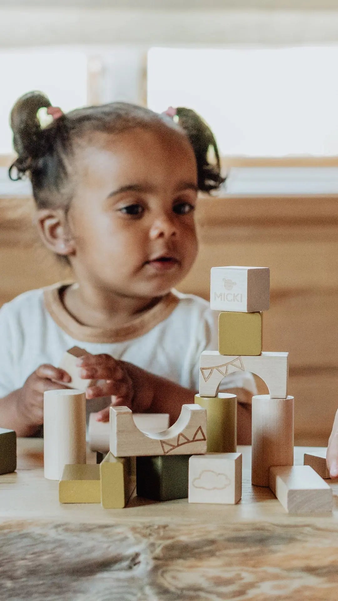 Klocki drewniane Premium dla dzieci 40 sztuk, zestaw klocków, zabawka Micki - Zabawki z Lasu 