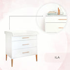 Komoda z przewijakiem ILA biała/szara - Zabawki z Lasu 