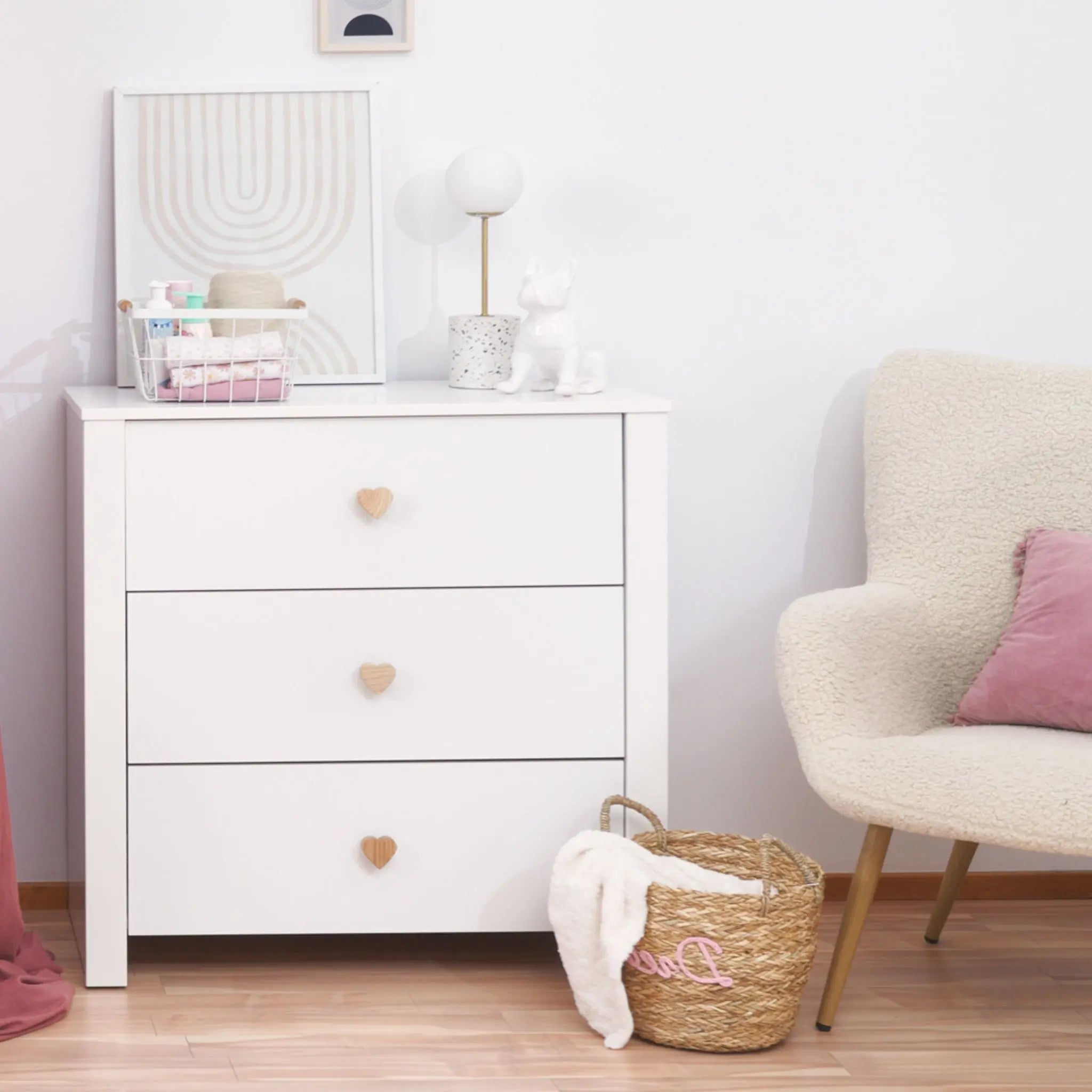 LITTLE HEART biała komoda z przewijakiem - Zabawki z Lasu 