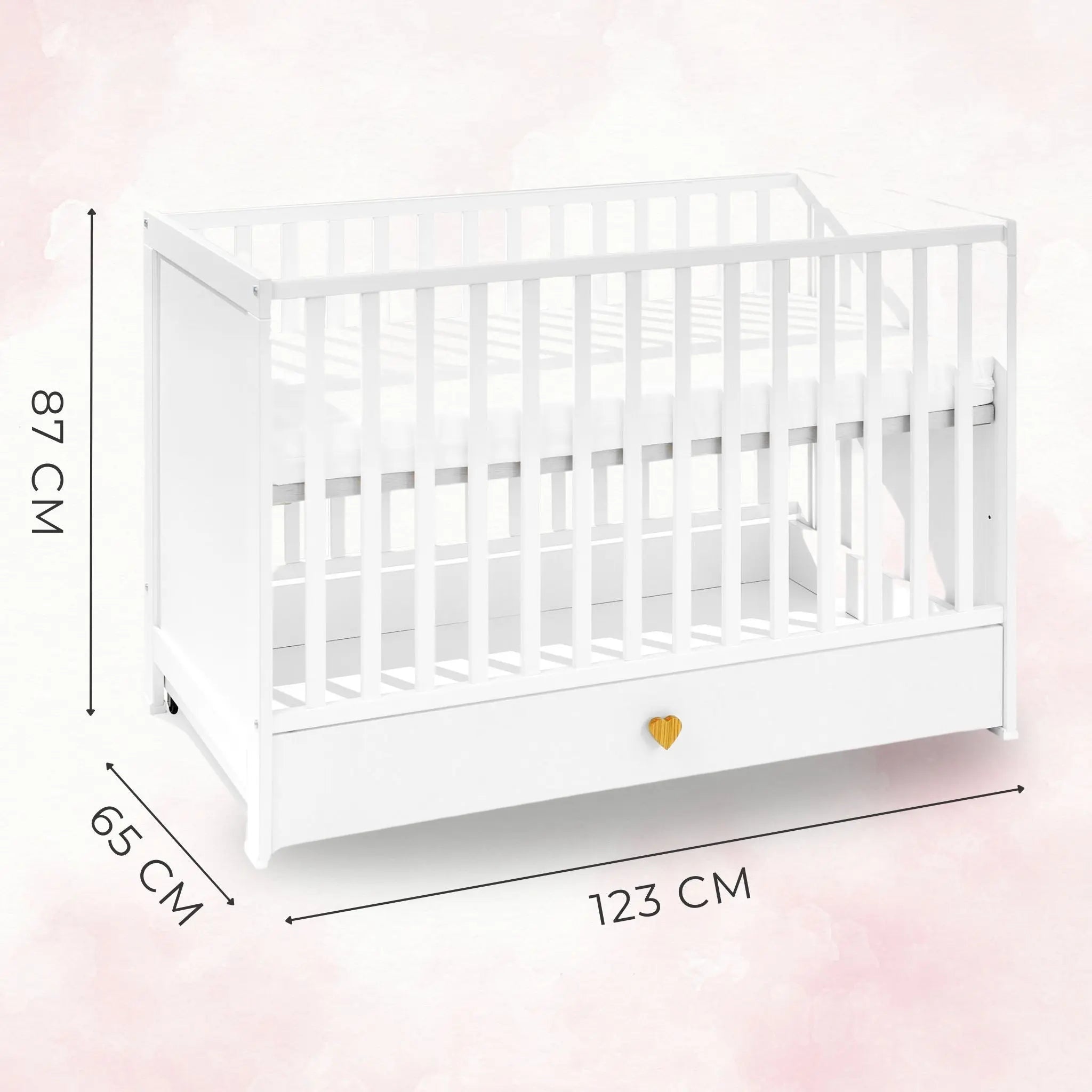 Łóżeczko dziecięce 120×60 Little Heart - Zabawki z Lasu 