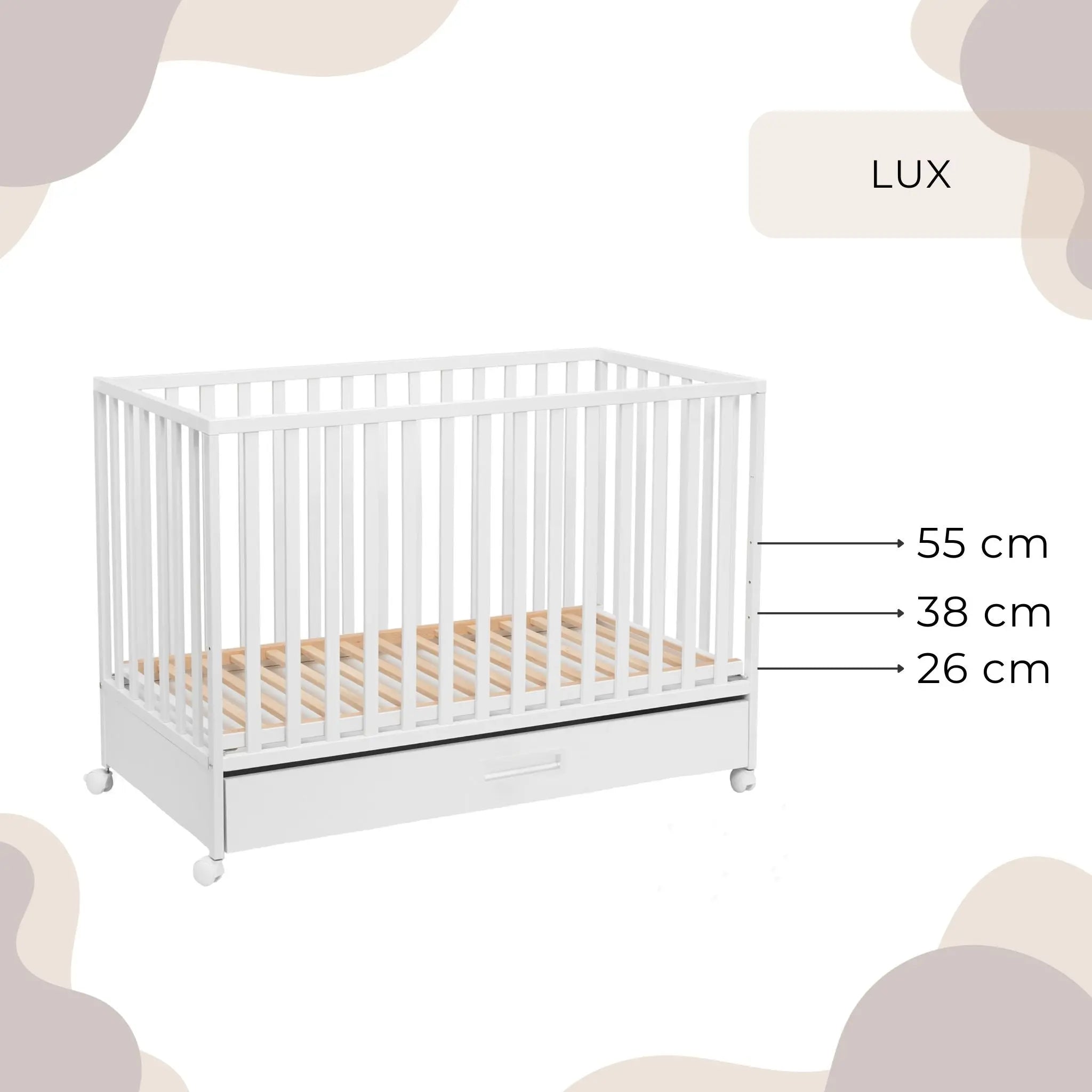 Łóżeczko dziecięce 120×60 z szufladą Lux - Zabawki z Lasu 