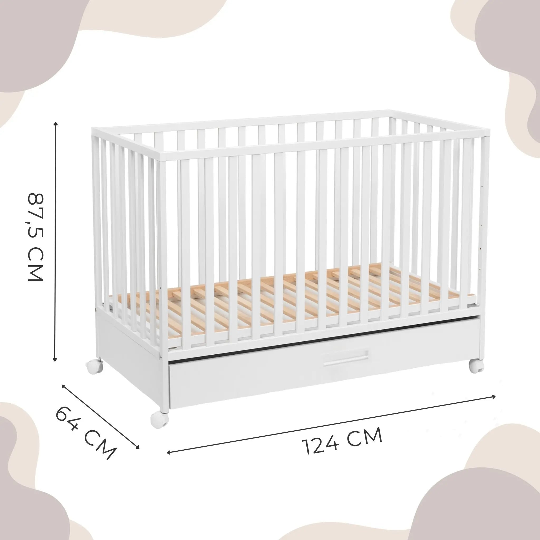 Łóżeczko dziecięce 120×60 z szufladą Lux - Zabawki z Lasu 