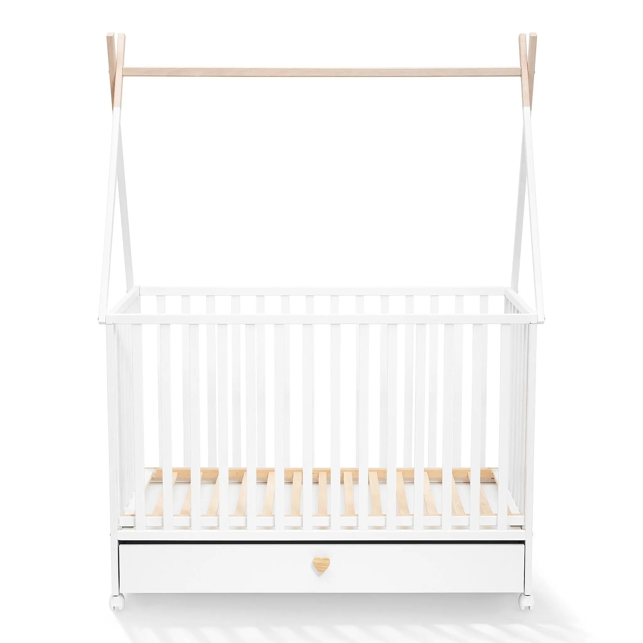 Łóżeczko dziecięce 120x60 z szufladą i kółkami DREAMY - Zabawki z Lasu 