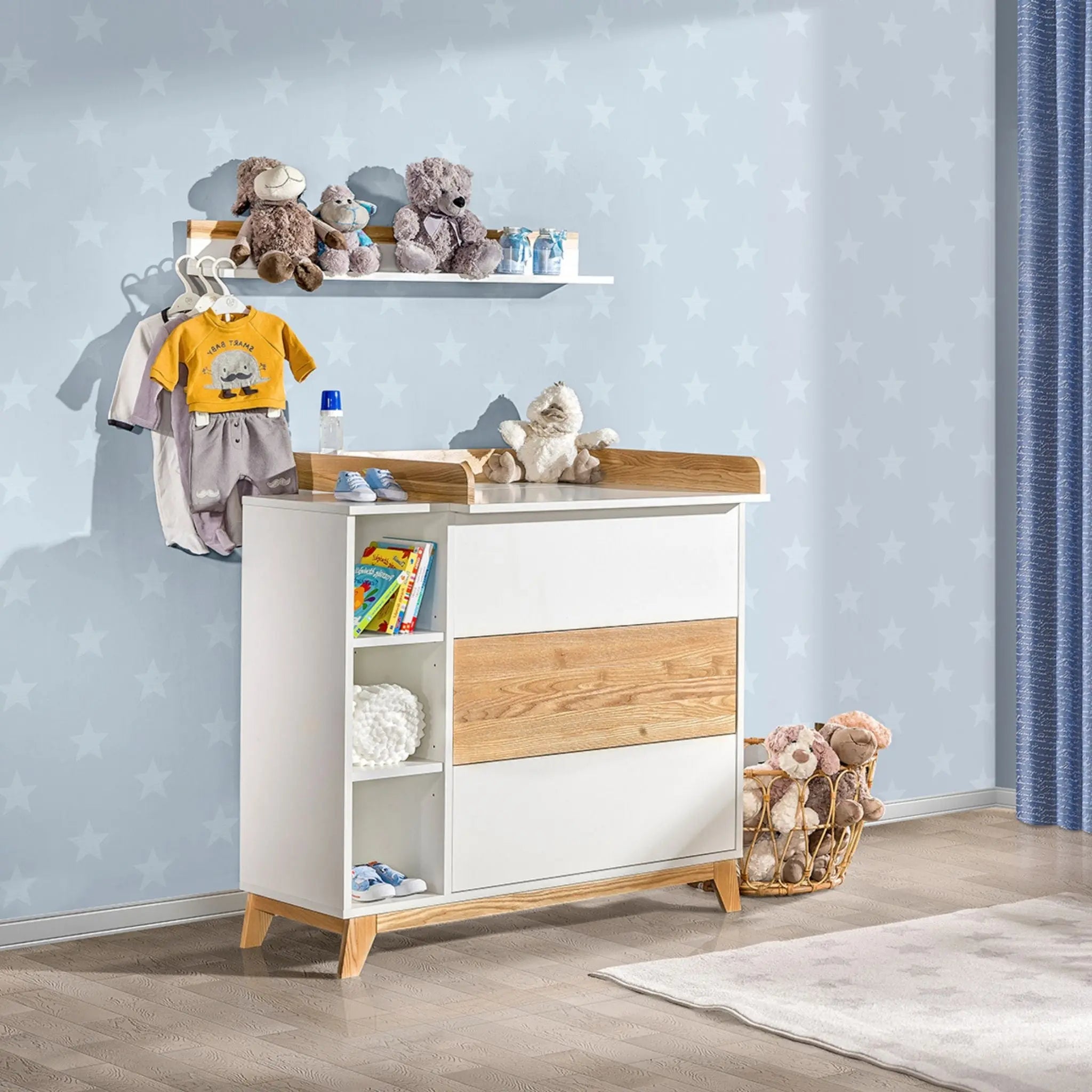NORDIK biała komoda z przewijakiem - Zabawki z Lasu 