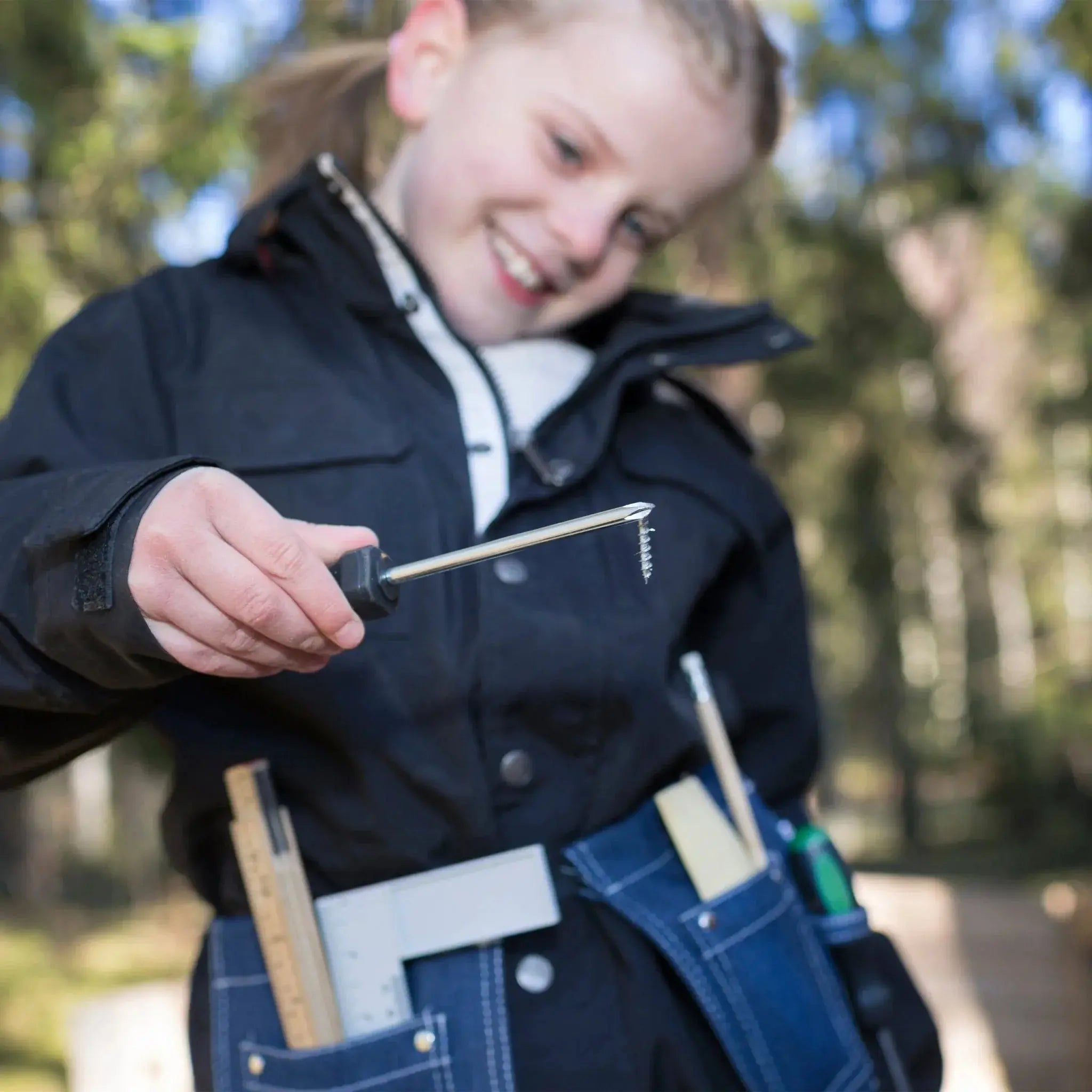 Pas z narzędziami, zabawka dla dzieci, mały stolarz, majsterkowicz, Micki - Zabawki z Lasu 