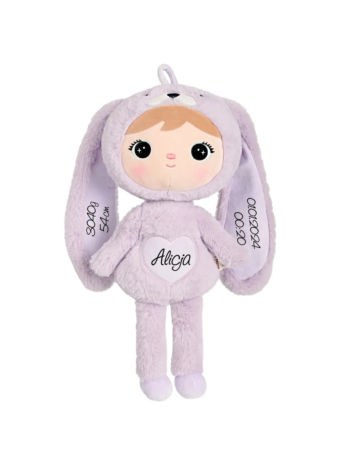 LILIOWY KRÓLIK 50CM - LALKA METOO Z IMIENIEM DZIECKA metoodoll