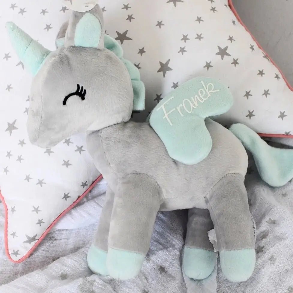 Pluszowy Jednorożec rozmiar L- Szaro/miętowy Melootka