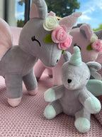 Pluszowy Jednorożec z wianuszkiem rozmiar M- Szaro/Różowy Melootka