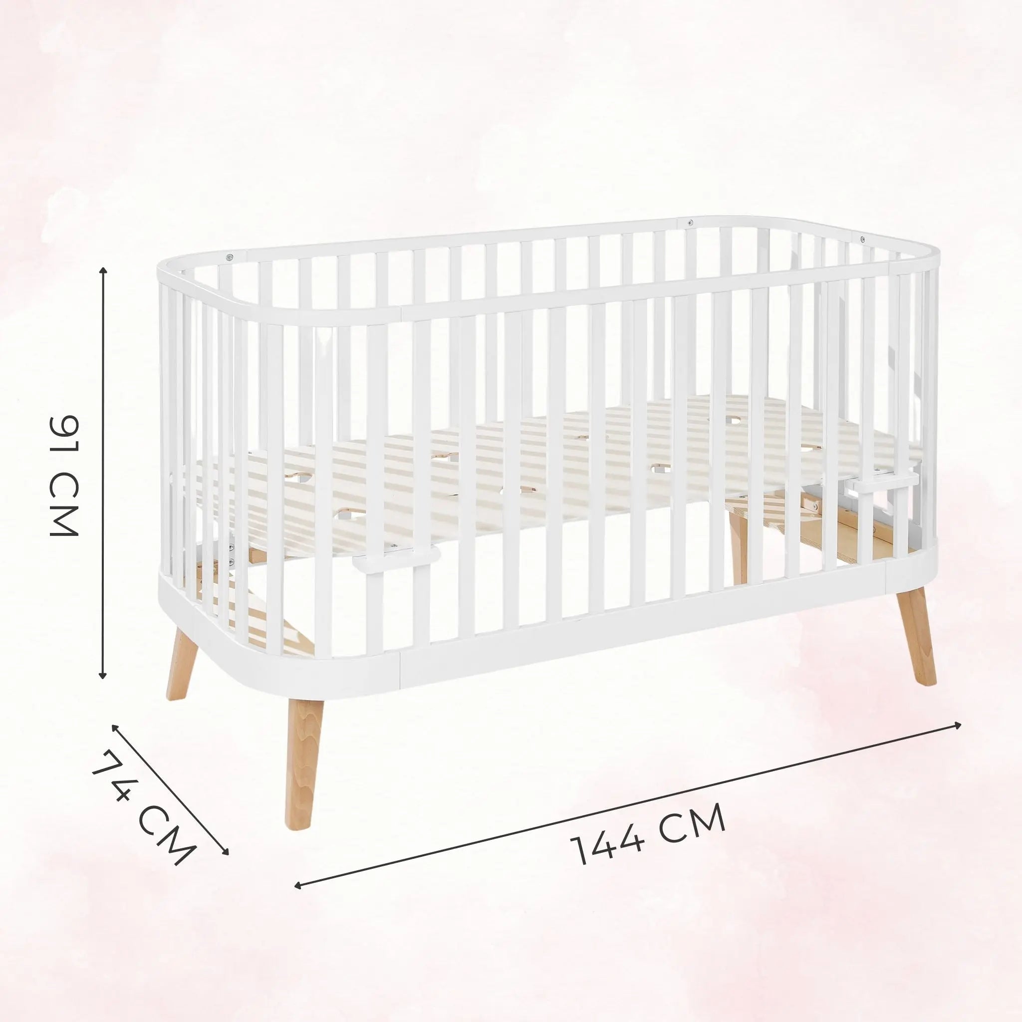 PRINCIPAL białe / drewniane / czarne zaokrąglone 3w1 niemowlę/junior z opcją sofy - Zabawki z Lasu 