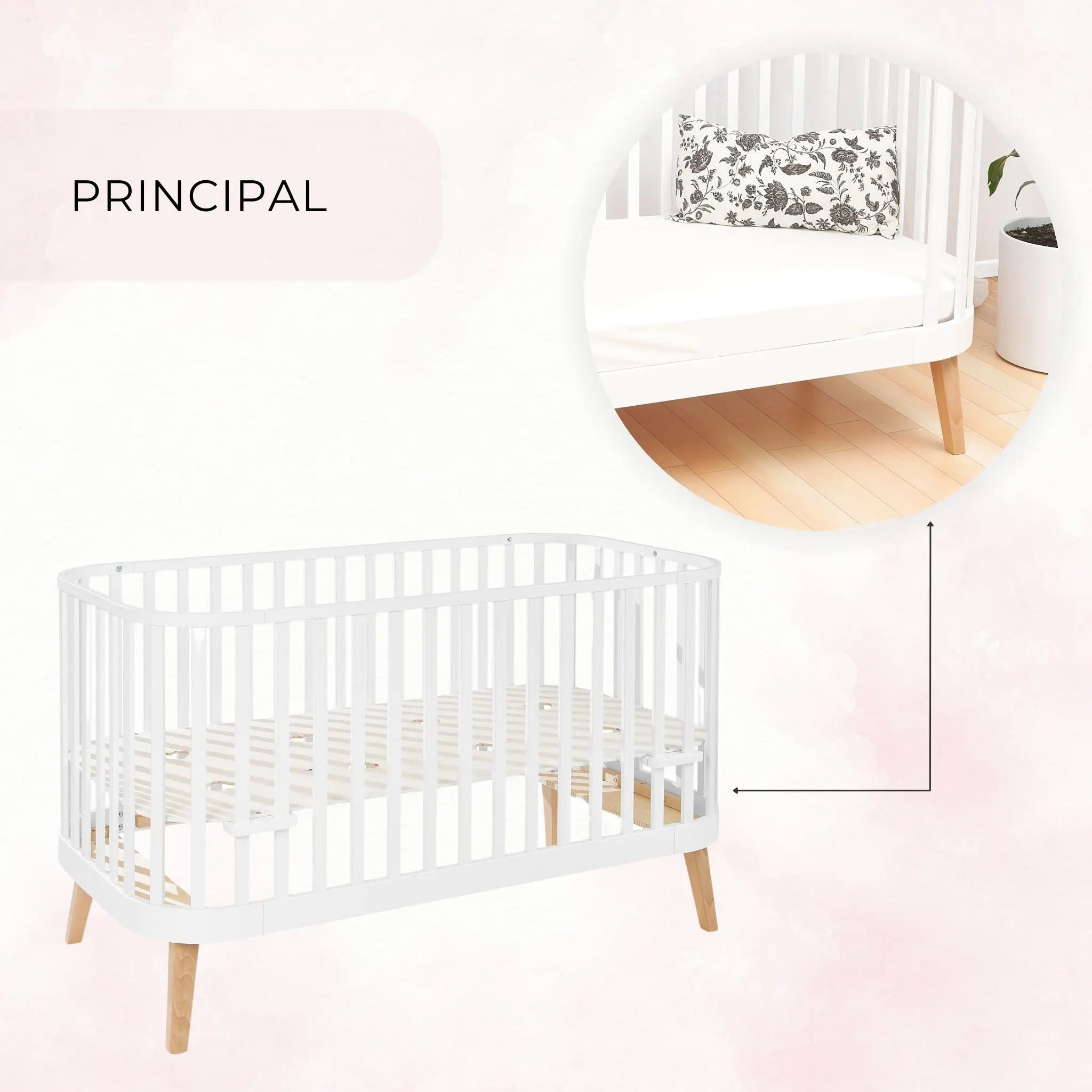 PRINCIPAL białe / drewniane / czarne zaokrąglone 3w1 niemowlę/junior z opcją sofy - Zabawki z Lasu 