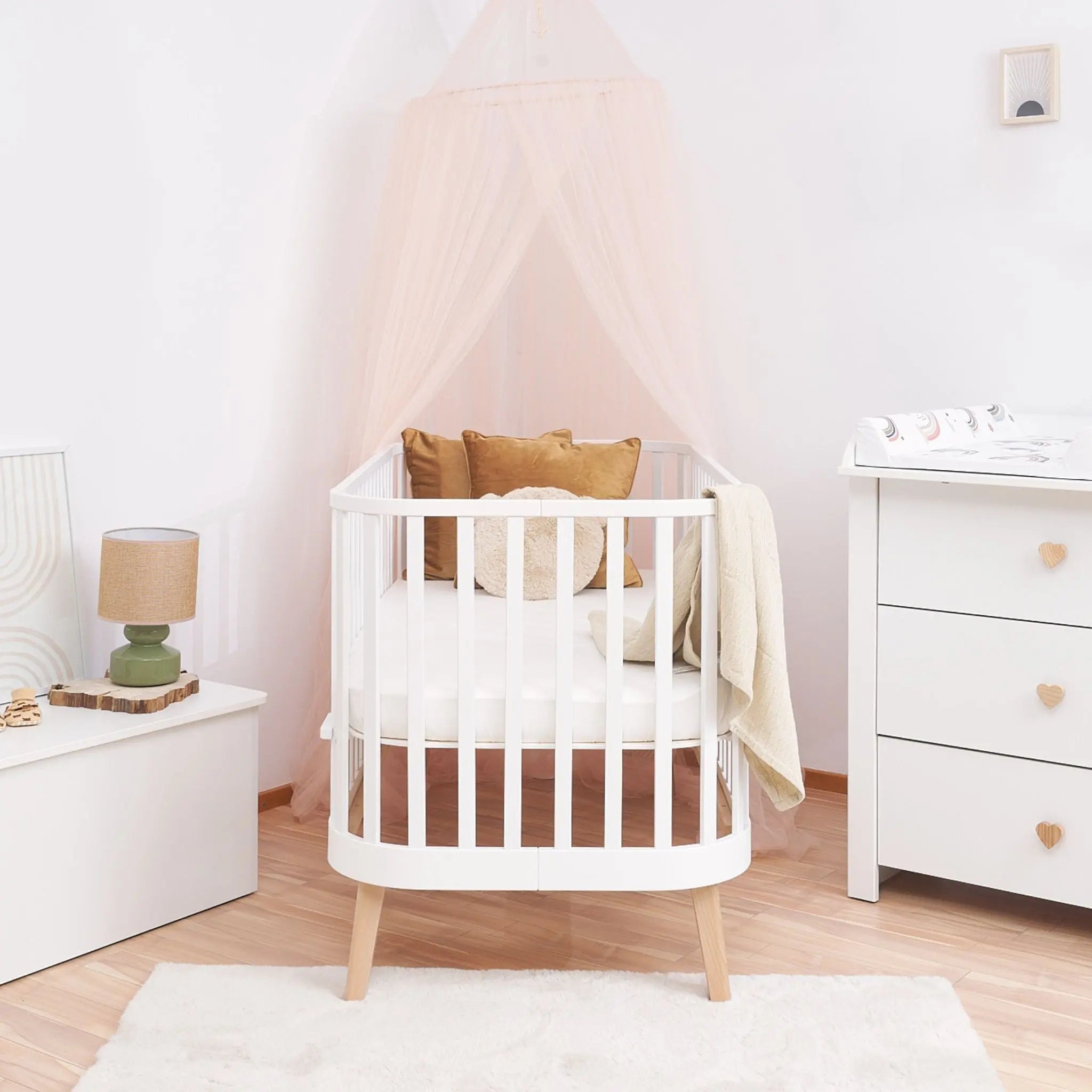 PRINCIPAL białe / drewniane / czarne zaokrąglone 3w1 niemowlę/junior z opcją sofy - Zabawki z Lasu 