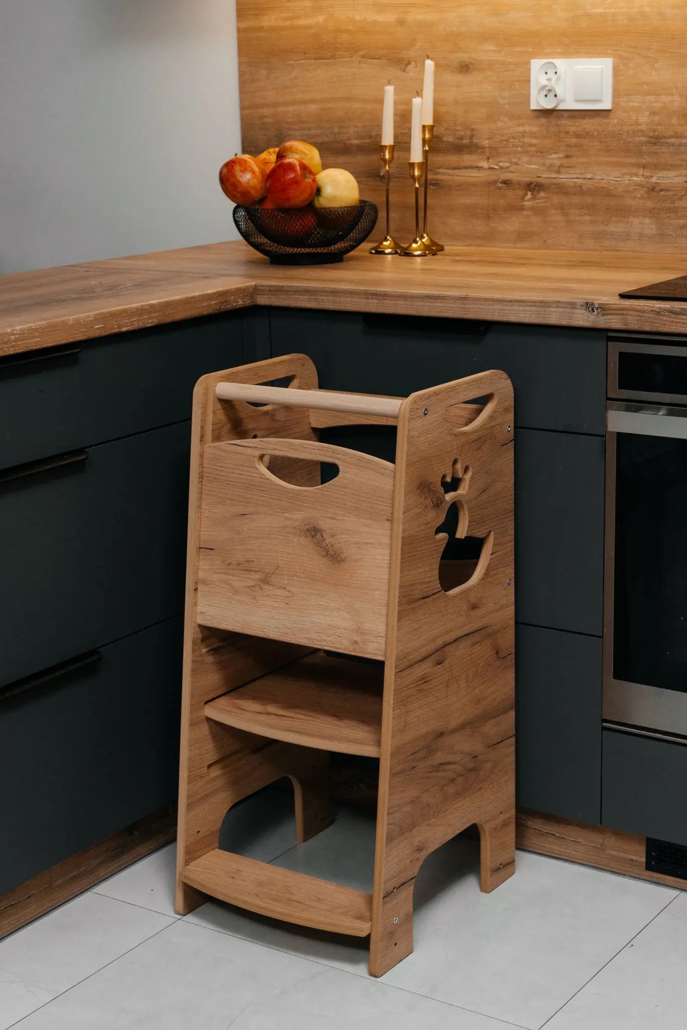 Quack Step Wood Style | Pomocnik Kuchenny Montessori | Bezpieczny | Kitchen Helper - Zabawki z Lasu 