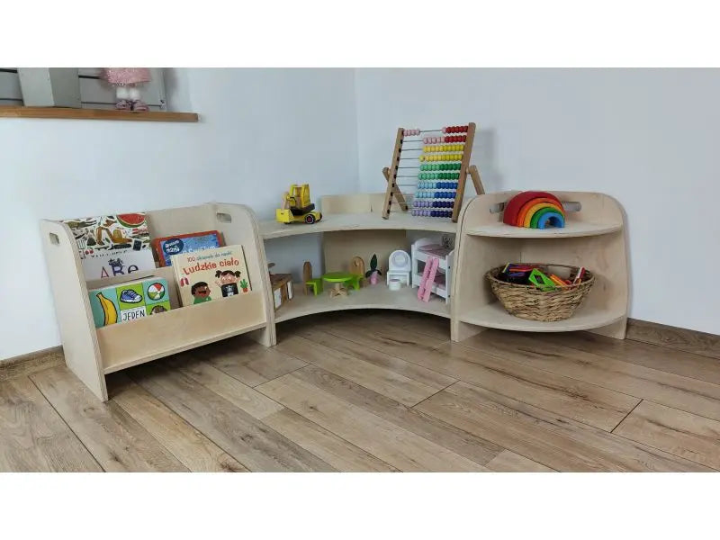 Regał narożny niski - Szlifowany - szer. 75 cm - Zabawki z Lasu 