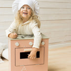 Różowa drewniana kuchenka dla dzieci, kuchnia, piekarnik gotowanie, Micki - Zabawki z Lasu 