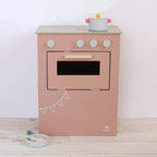 Różowa drewniana kuchenka dla dzieci, kuchnia, piekarnik gotowanie, Micki - Zabawki z Lasu 