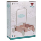 Różowy drewniany chodzik pchacz, do nauki chodzenia, dla dzieci, zabawka Micki - Zabawki z Lasu 