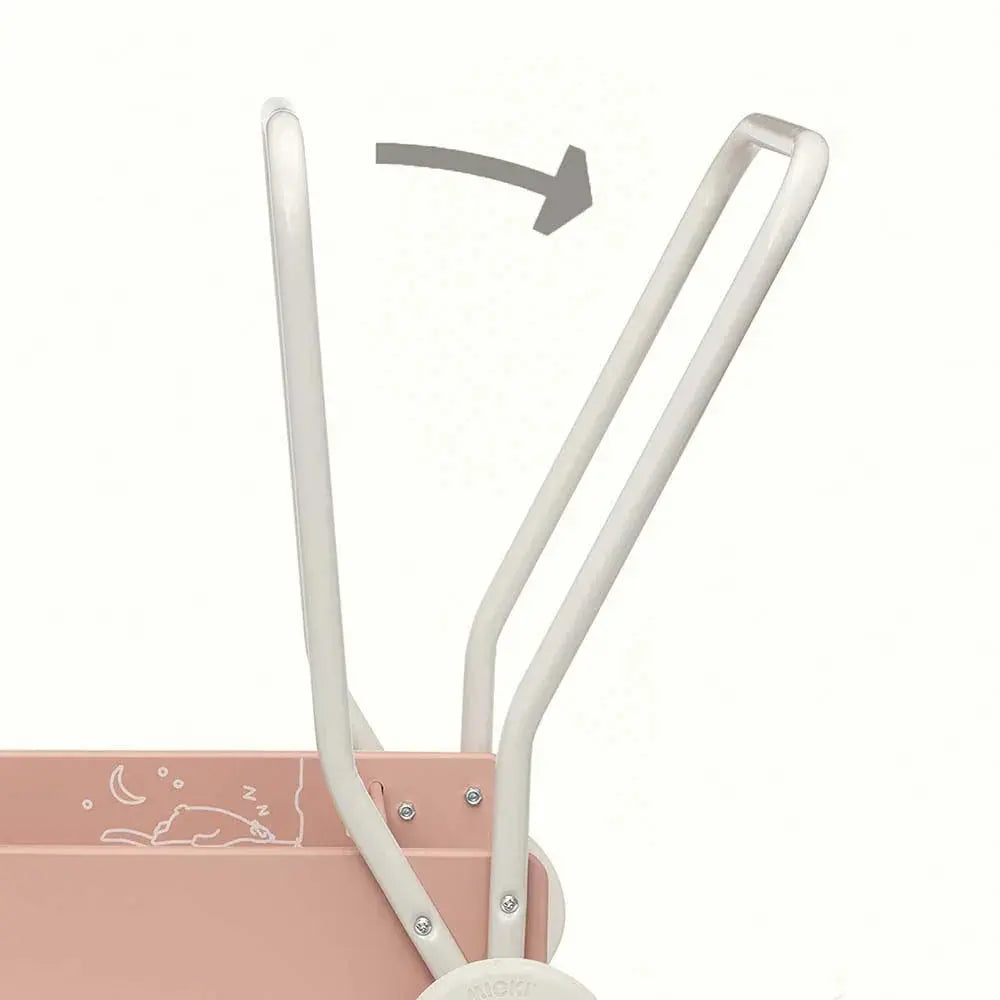 Różowy drewniany chodzik pchacz, do nauki chodzenia, dla dzieci, zabawka Micki - Zabawki z Lasu 