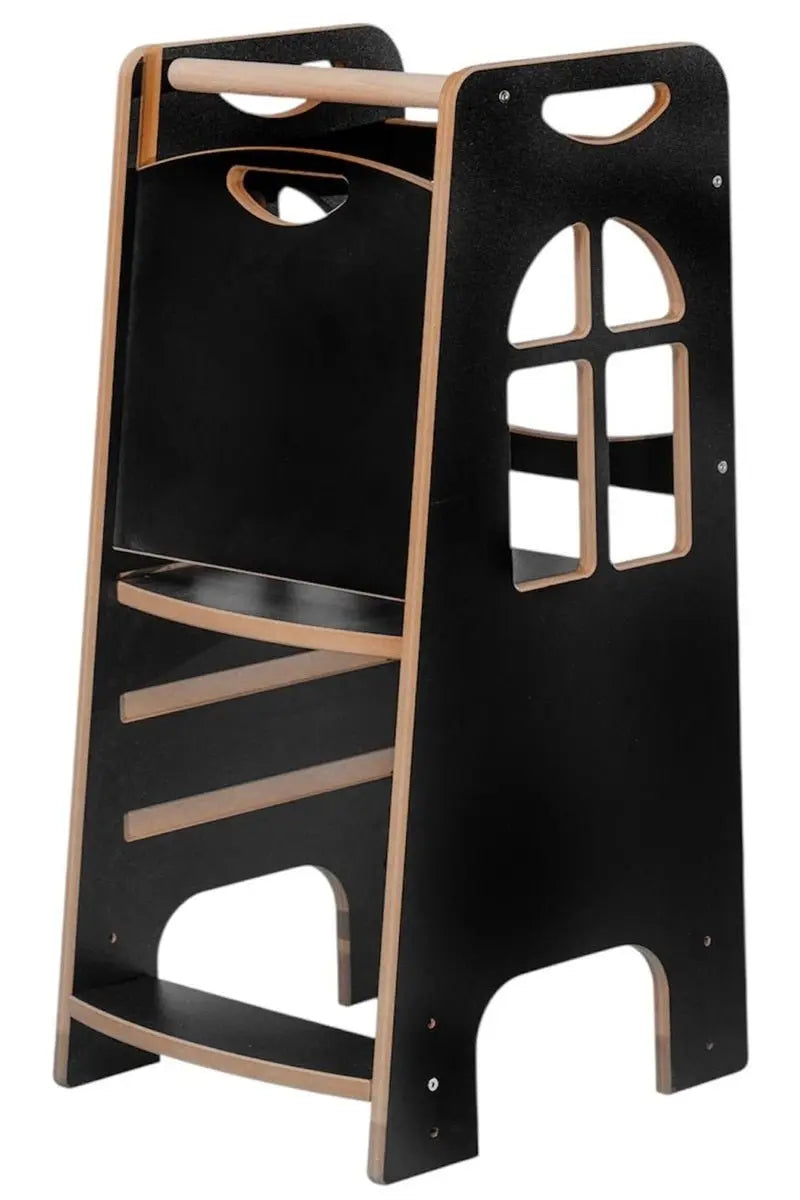 Tower Step Black | Pomocnik Kuchenny Montessori | Bezpieczny | Kitchen Helper - Zabawki z Lasu 