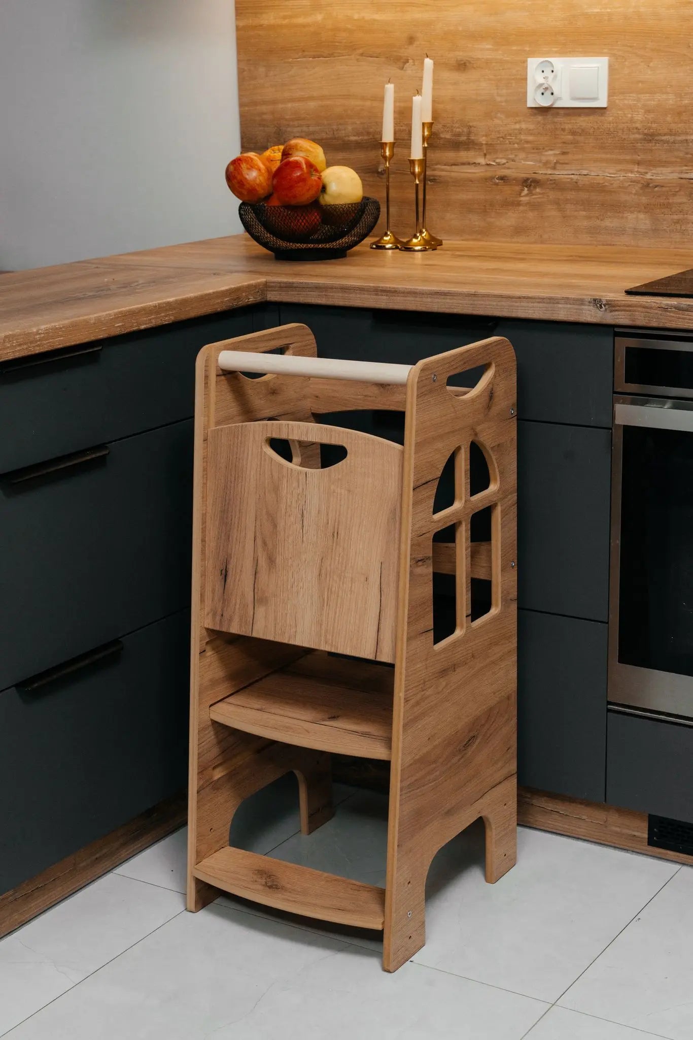 Tower Step Wood Style | Pomocnik Kuchenny Montessori | Bezpieczny | Kitchen Helper - Zabawki z Lasu 