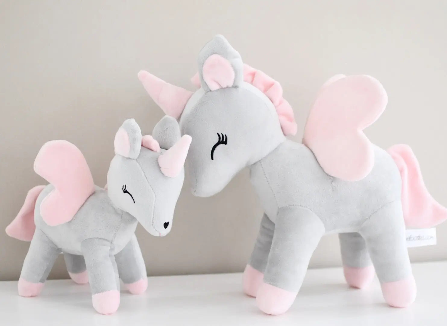 Pluszowy Jednorożec rozmiar L – Szaro/Różowy Melootka