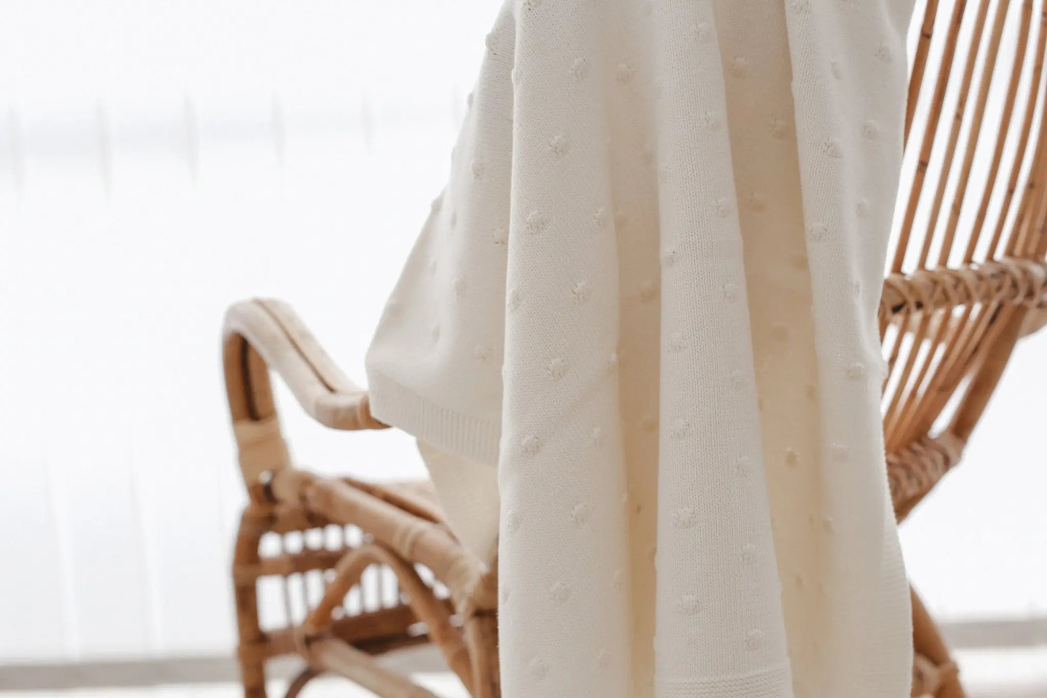 Wełniany kocyk dla niemowląt Popcorn kremowy kocyki dla dzieci ooh noo - Zabawki z Lasu 