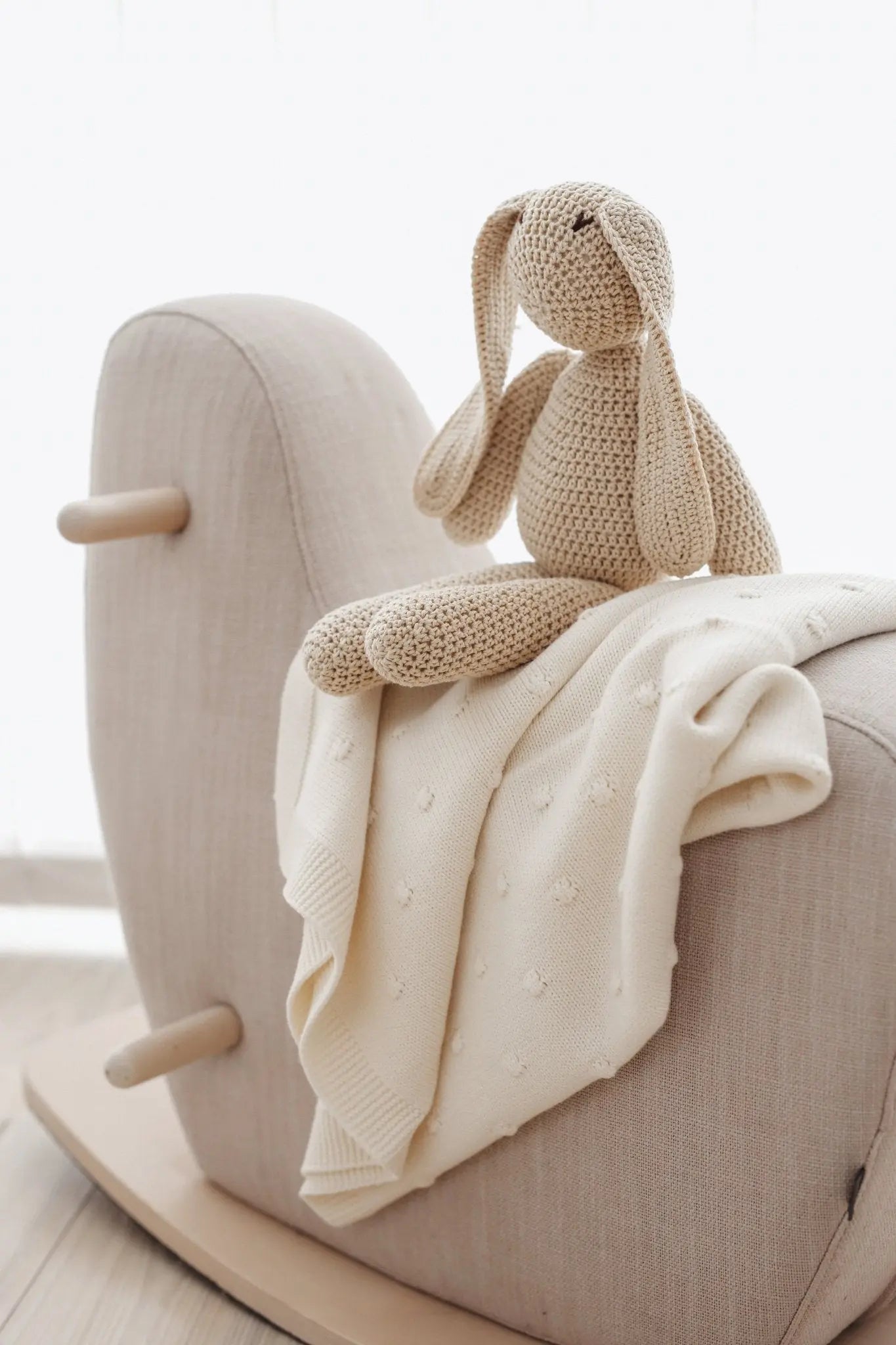 Wełniany kocyk dla niemowląt Popcorn kremowy kocyki dla dzieci ooh noo - Zabawki z Lasu 