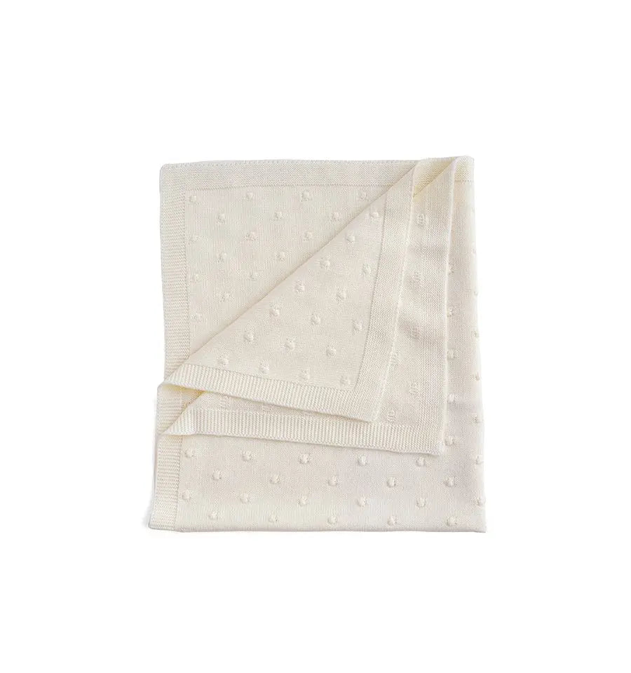 Wełniany kocyk dla niemowląt Popcorn kremowy kocyki dla dzieci ooh noo - Zabawki z Lasu 