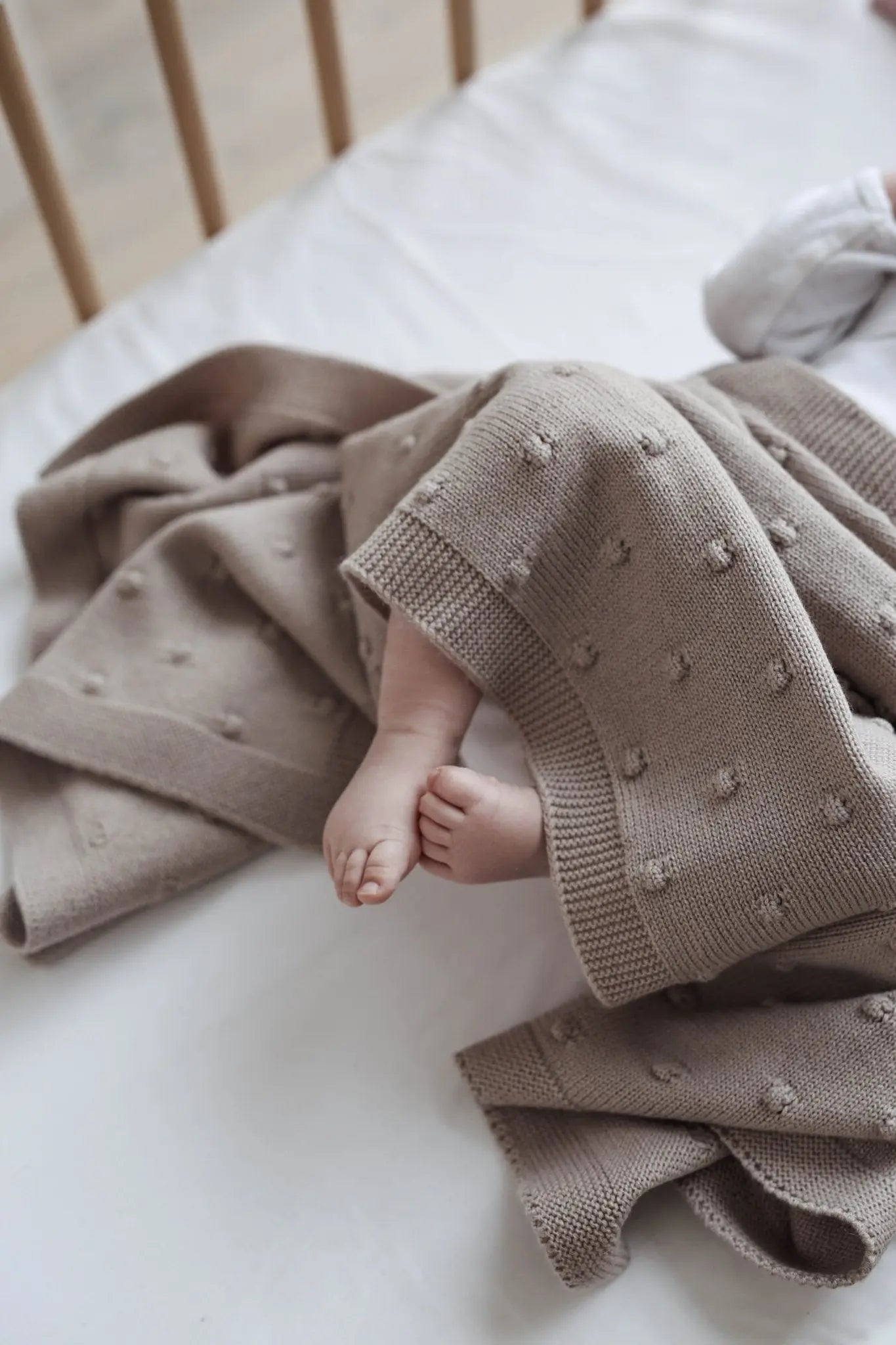 Wełniany kocyk dla niemowląt Popcorn piaskowy kocyki dla dzieci ooh noo - Zabawki z Lasu 