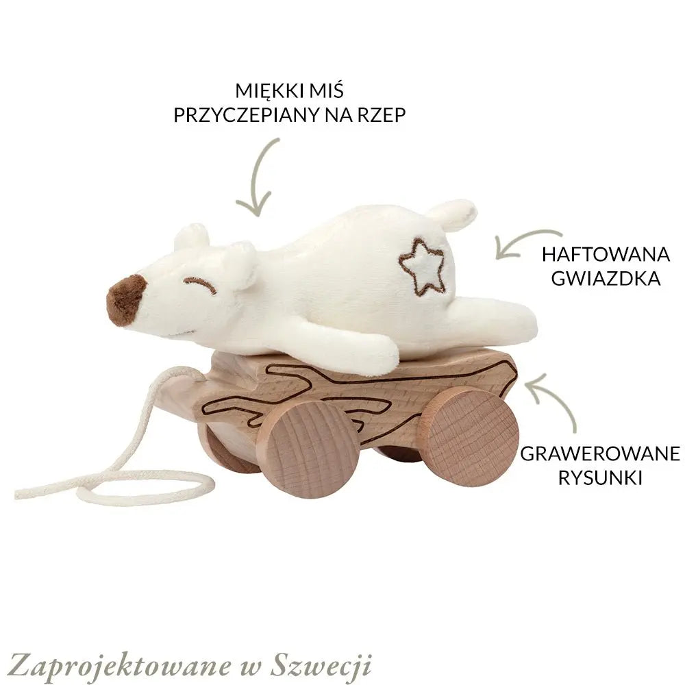 Zabawka do ciągnięcia na sznurku pluszowy miś Premium, pojazd, dzieci Micki - Zabawki z Lasu 